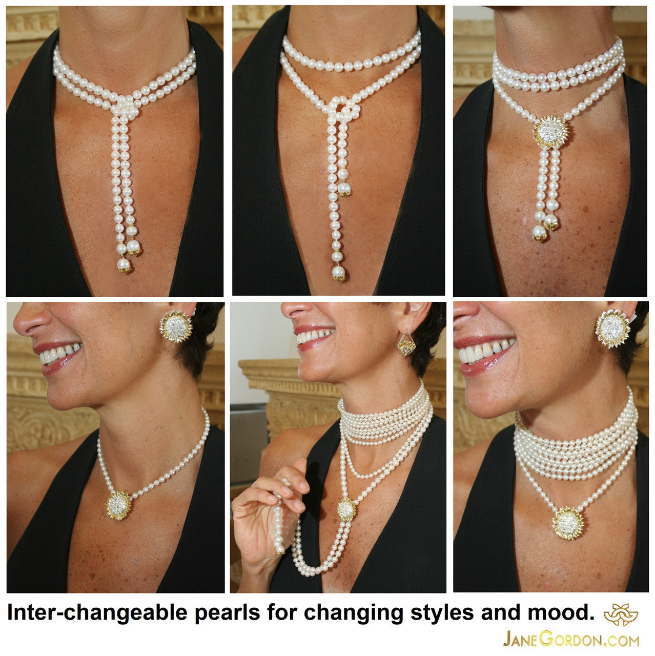Pearl Lariat- Flower Cap tips in 18K Gold